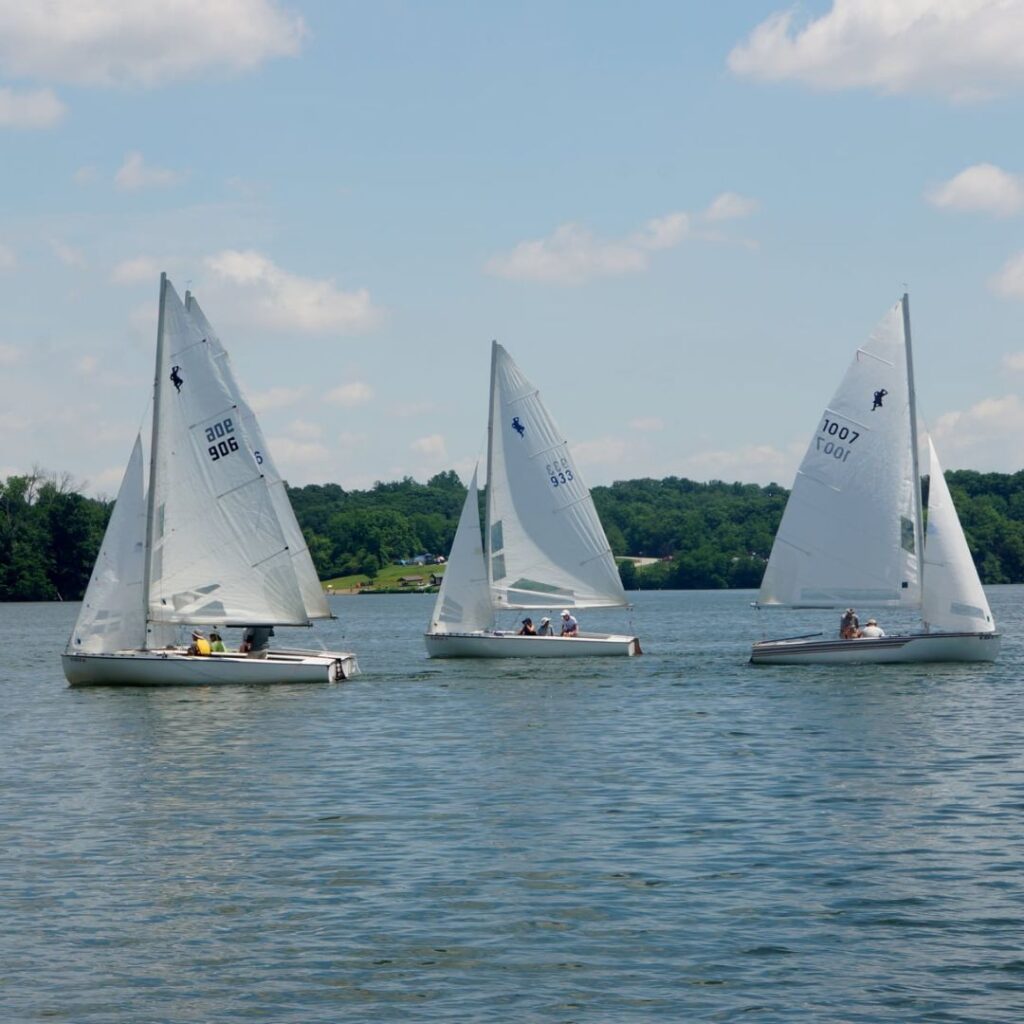 Mad Plaid 2021 Race Photo showing three Highlander Class Sail Boats